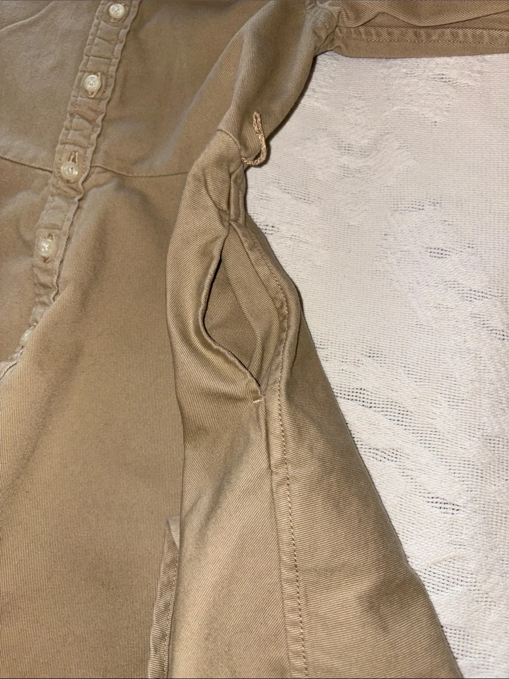 Ralph Lauren Girls Beige Button-Front Flared Shirt Dress *No Belt* EUC 2T
